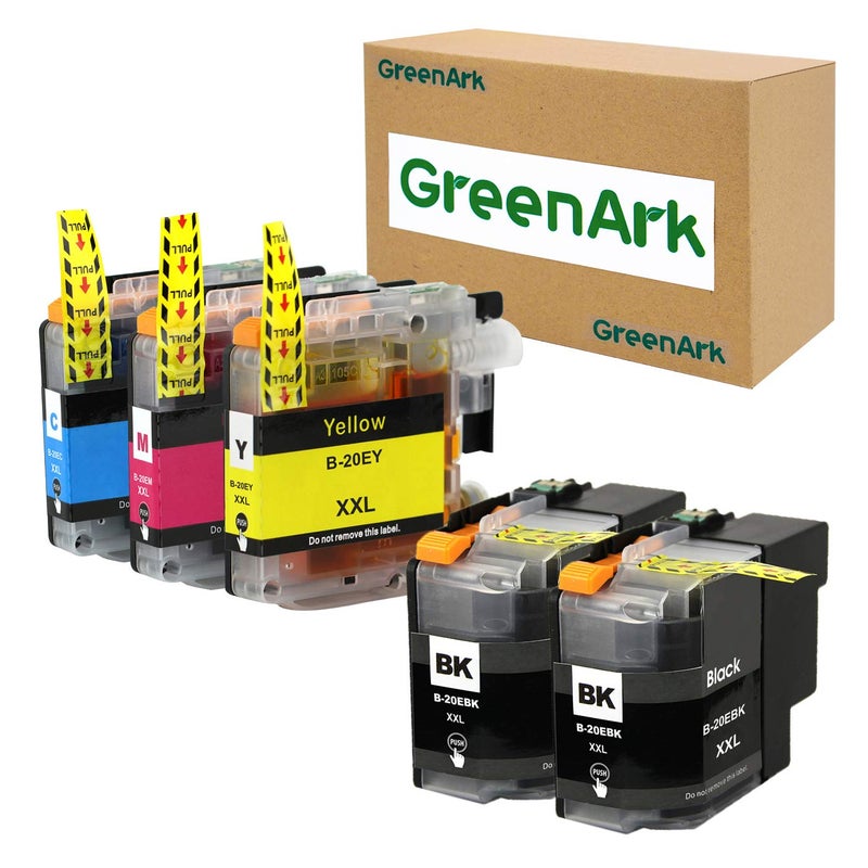 GREENARK Compatible Ink Cartridge Replacement for Brother LC20E Super High Yield Ink Cartridge 5 Pack Works with Brother MFC-J985DW, MFC-J775DW, MFC-J5920DW Printers LC20EBK LC20EM LC20EC LC20EYXXL - Image 1
